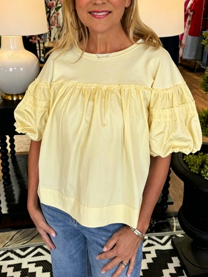 Women's Relaxed Fit Puff Sleeve Casual Top