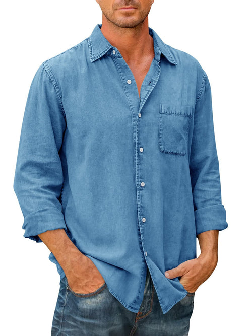 🔥Men's Denim Long Sleeve Button Down Shirt