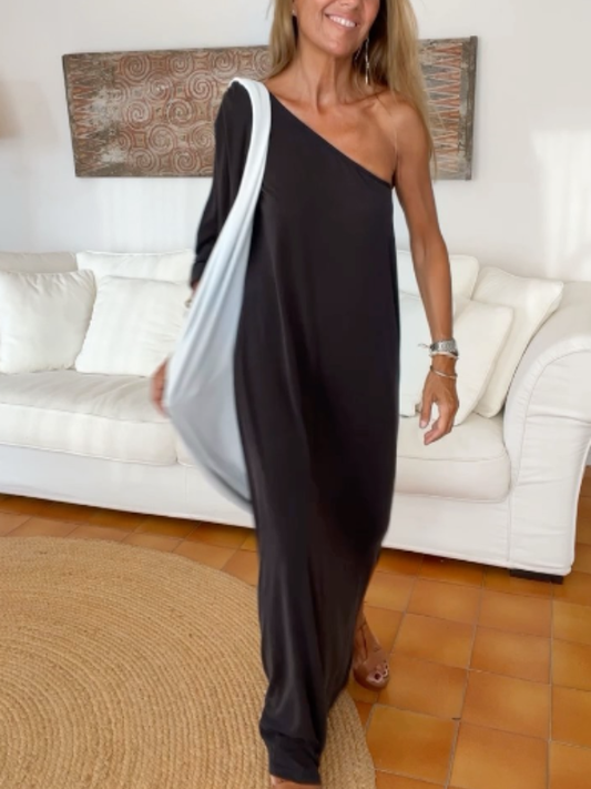 One Shoulder Long Sleeve Dress