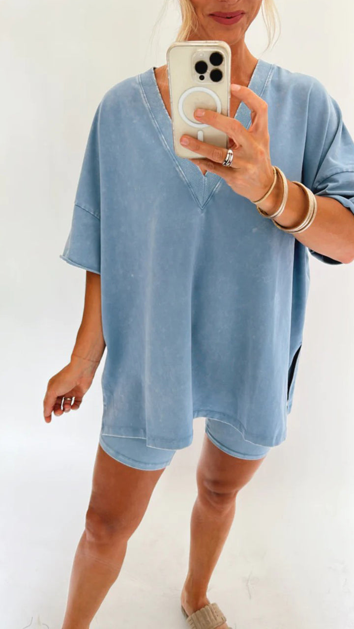 New Women's Summer Washed Set