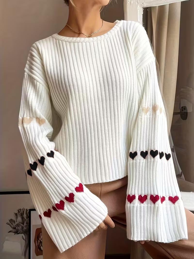 Women's Heart-shaped Knitted Sweater