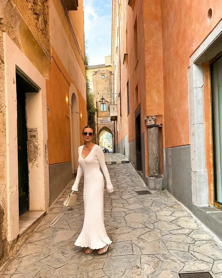 Fall New Sleeved Knit Midi Dress