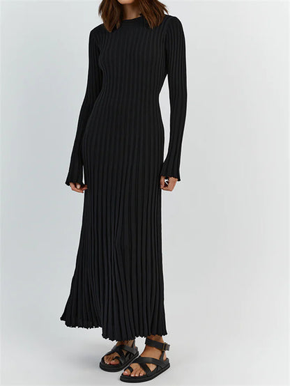 Fall New Sleeved Knit Midi Dress