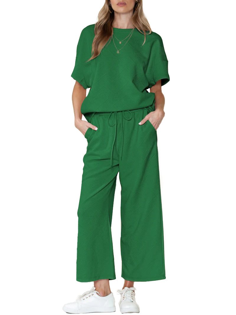 Women's Two Piece Textured Sports Casual Suit