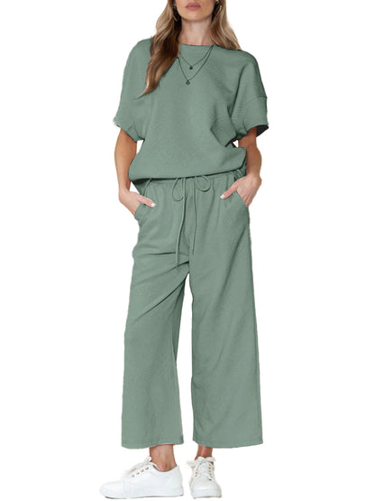 Women's Two Piece Textured Sports Casual Suit