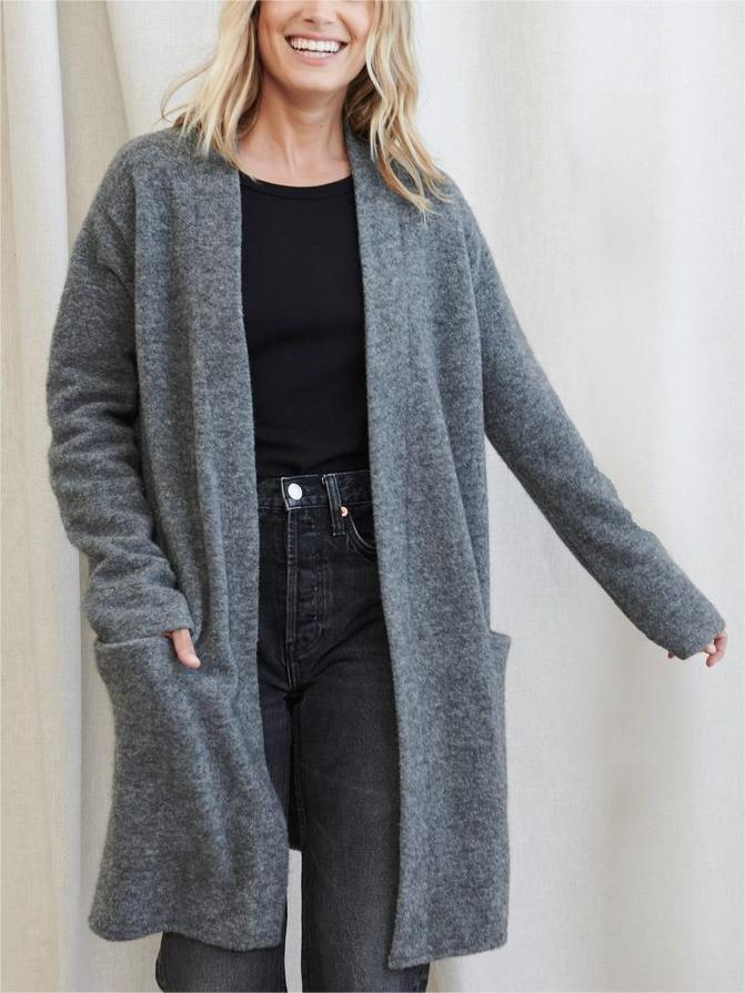 New Long Patch Pocket Sweater Coat