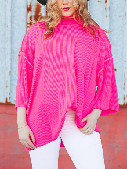 Oversize High Neck Urban Ribbed Tunic