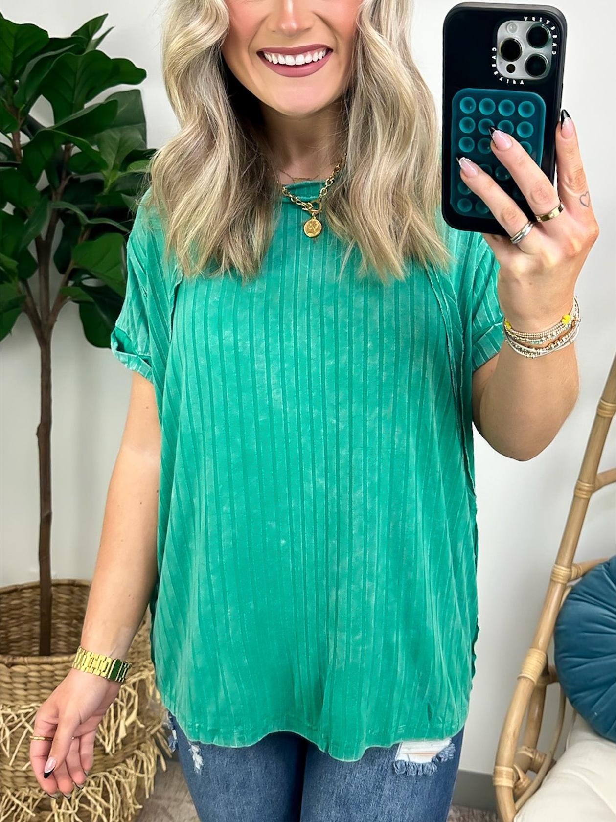 Women's Slouchy Ribbed Mineral Wash Tee