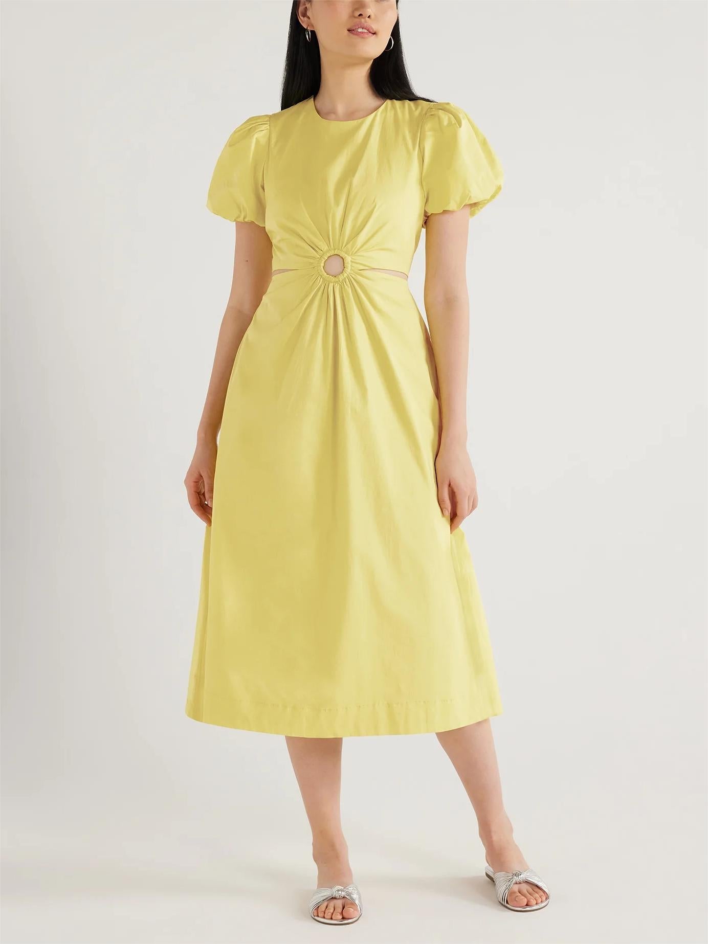 Bubble Sleeve Cutout Dress