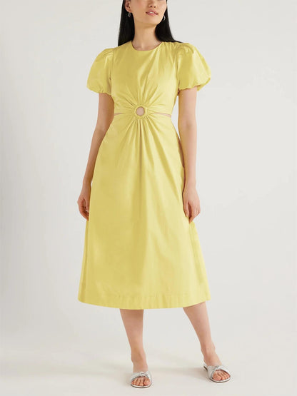 Bubble Sleeve Cutout Dress