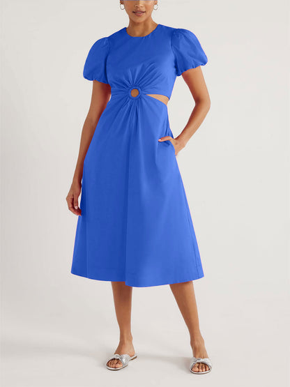 Bubble Sleeve Cutout Dress