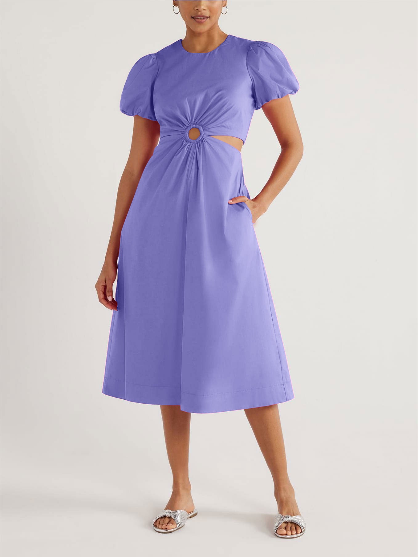 Bubble Sleeve Cutout Dress