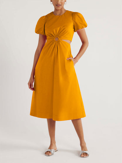 Bubble Sleeve Cutout Dress