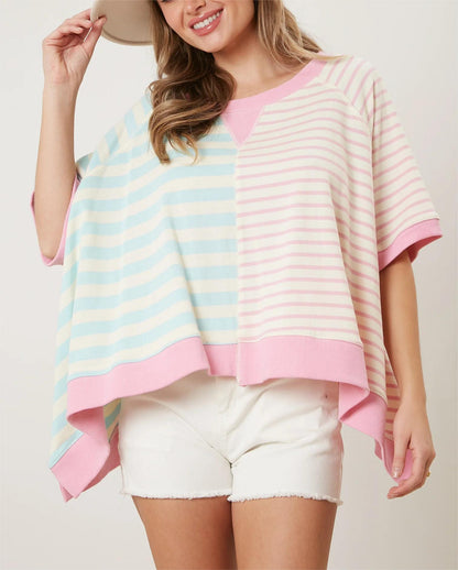 Mixed Stripe Plus Size Sweatshirt