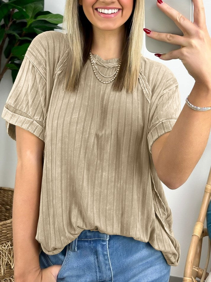 Women's Slouchy Ribbed Mineral Wash Tee