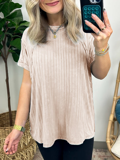 Women's Slouchy Ribbed Mineral Wash Tee