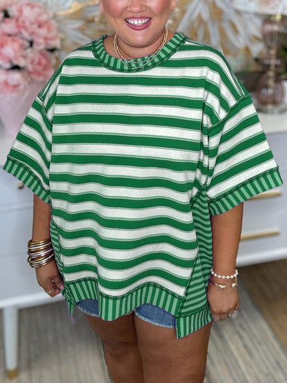 Women's Retro Striped Color Block Top