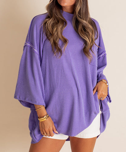 Oversize High Neck Urban Ribbed Tunic