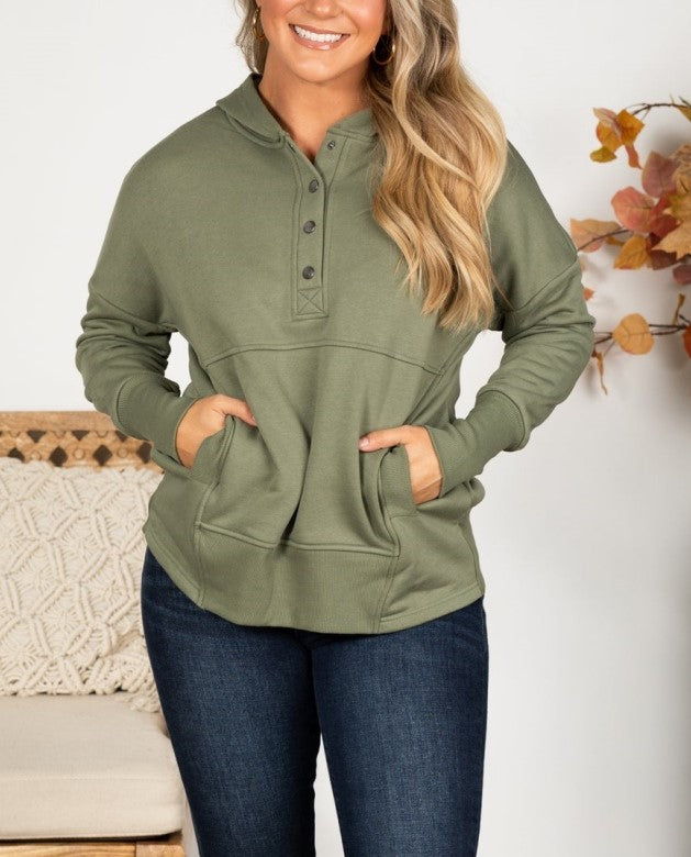 Women's Oversized Half Button Hoodie
