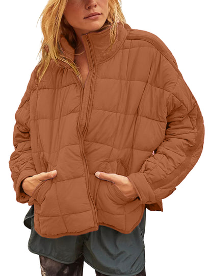 Women's Oversized Splice Quilted Lightweight Puffer Jacket