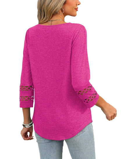 Women's 3/4 Length Sleeve Trendy V Neck T-Shirts