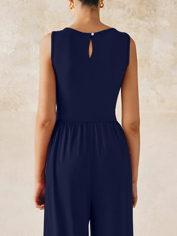 Women's Crewneck Sleeveless Casual Jumpsuit