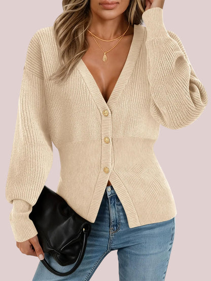 Women's Casual Chic Waist-Cinched Knit Cardigan