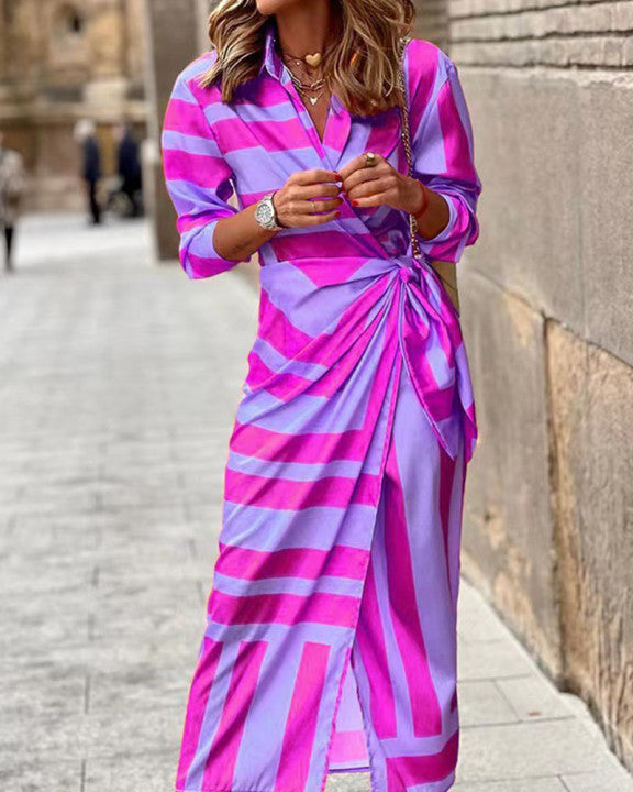 Women's Casual Long Sleeve Print Long Skirts