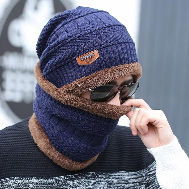Winter Knitted Beanie Hat Scarf Set