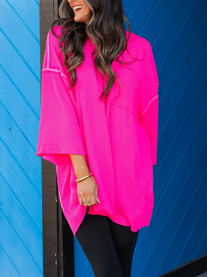 Oversize High Neck Urban Ribbed Tunic