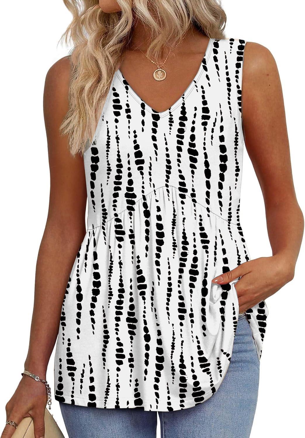 Women's V Neck Printed Tank Top