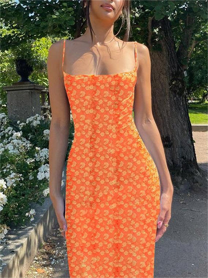 Seductive Blossom Backless Maxi Dress