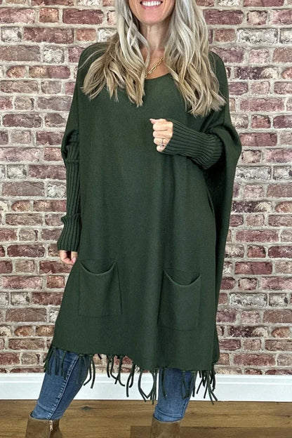 Thread Of Streamlined Large Bat Sleeve Knit Sweater