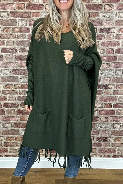 Thread Of Streamlined Large Bat Sleeve Knit Sweater