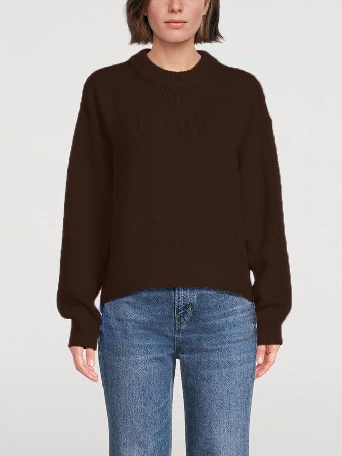 Women's Crew Neck Ribbed Sweater