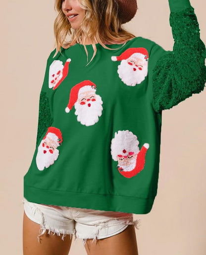 Women's Sequine Santa Christmas Sweatshirt