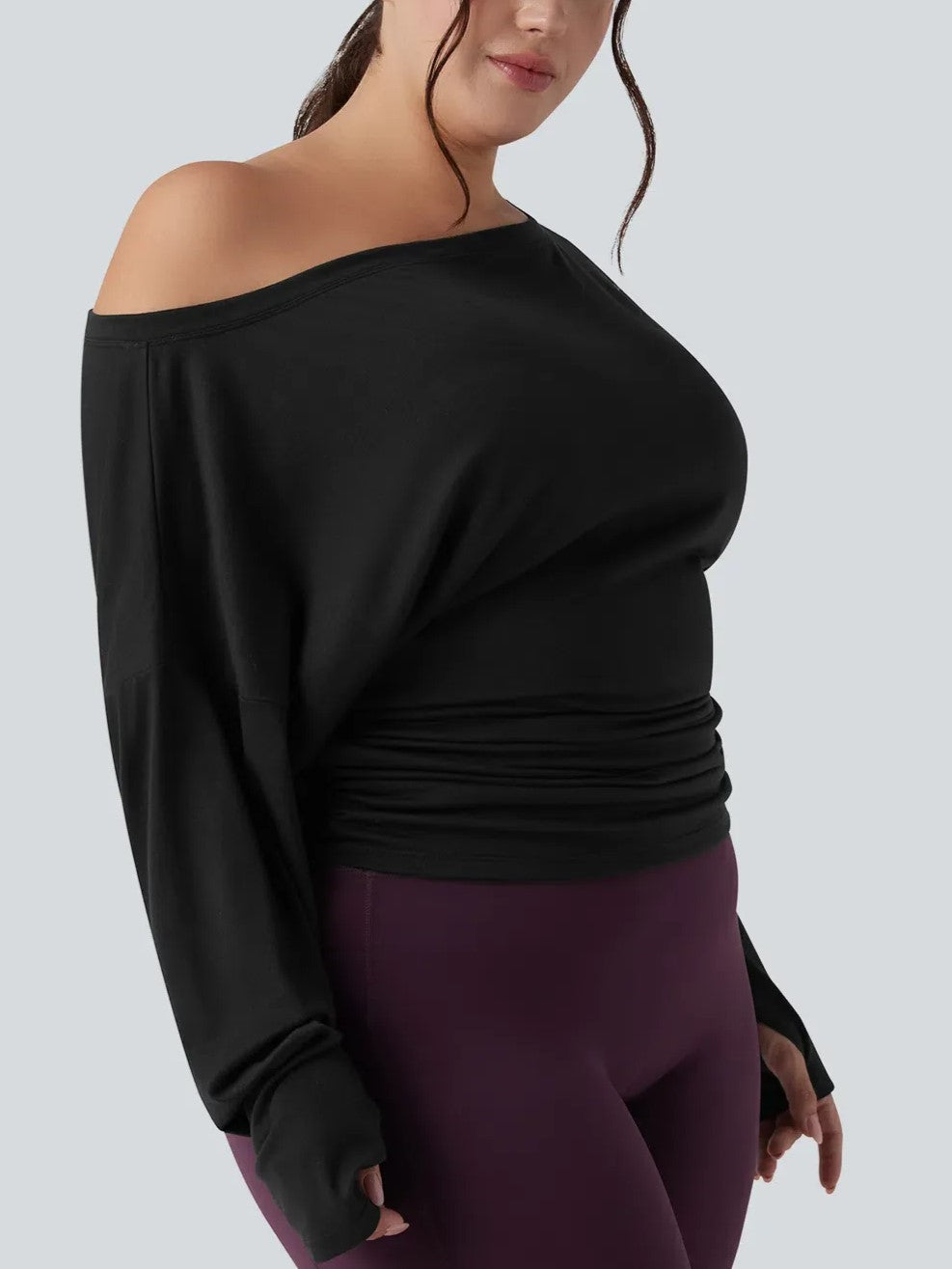 Women's One Shoulder Thumb Hole Yoga Sports Top