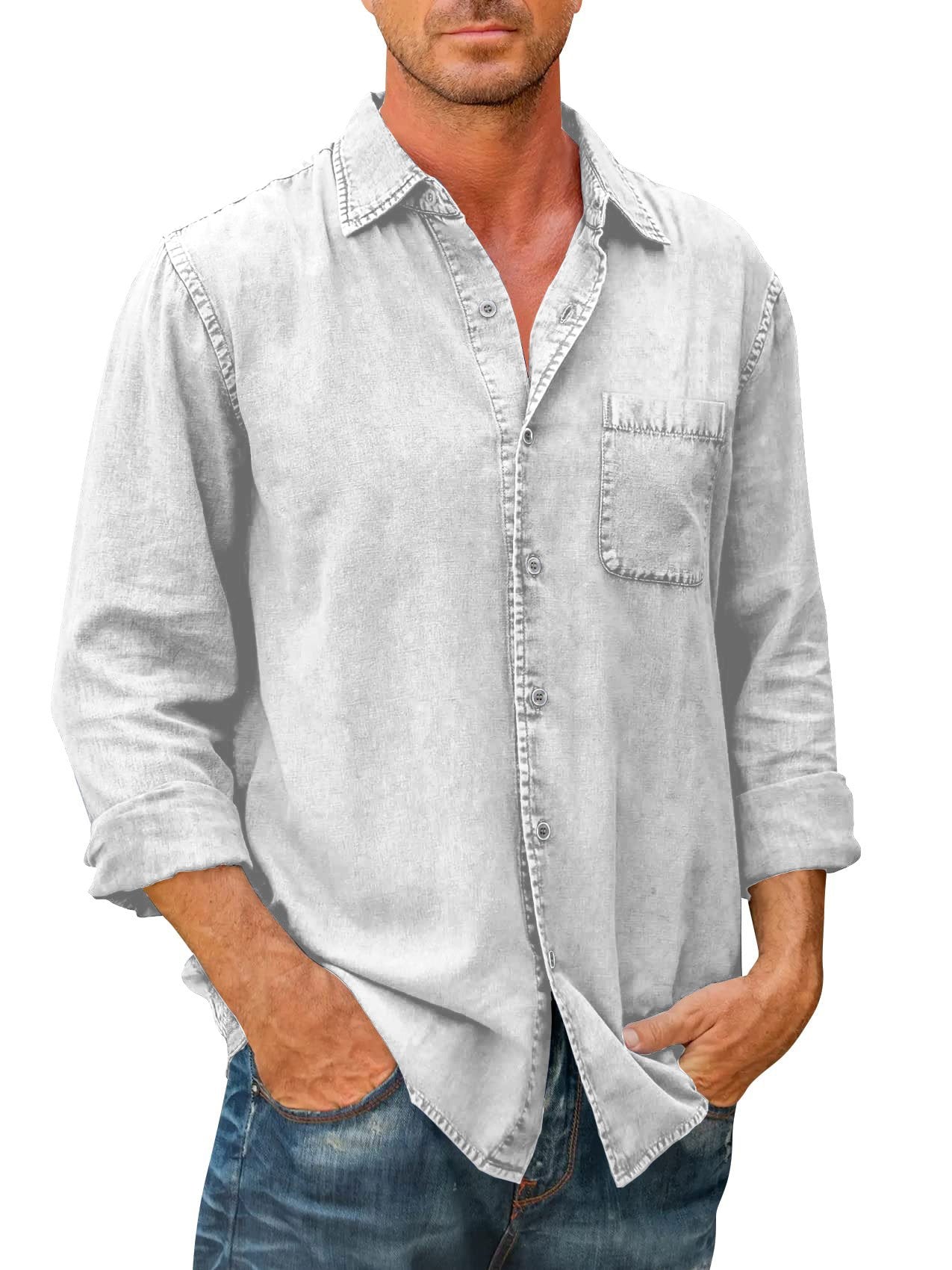 🔥Men's Denim Long Sleeve Button Down Shirt