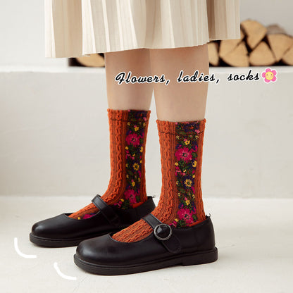 Vintage Embroidered Floral Socks