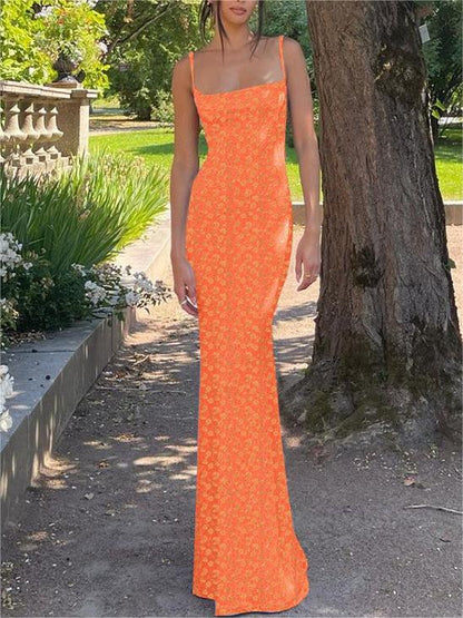 Seductive Blossom Backless Maxi Dress