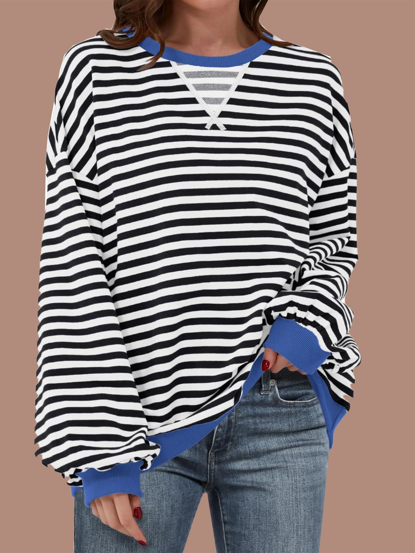 Women's Striped Oversized Sweatshirt