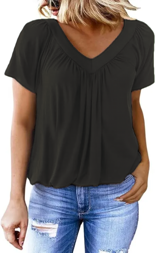 Women's Soft V-Neck Basic Short Sleeve Top