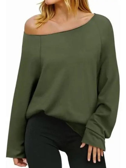 Women's Off‑Shoulder Loose Long‑Sleeve Top
