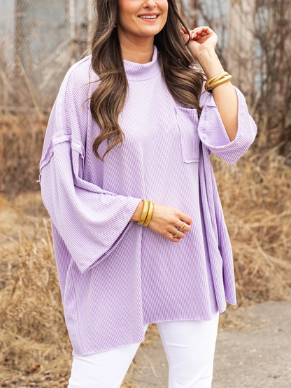 Oversize High Neck Urban Ribbed Tunic