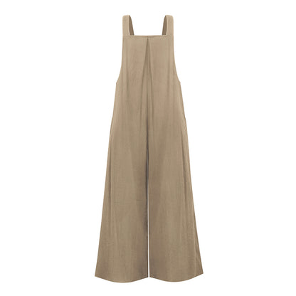 Pocketed Cotton And Linen Breathable Wide Leg Pants