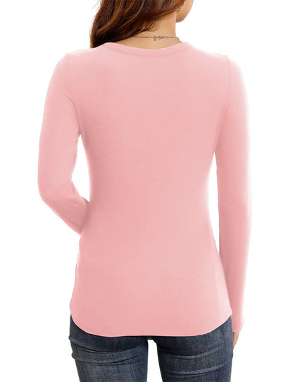 Round Neck Stretch Slim Ribbed Basic Shirts