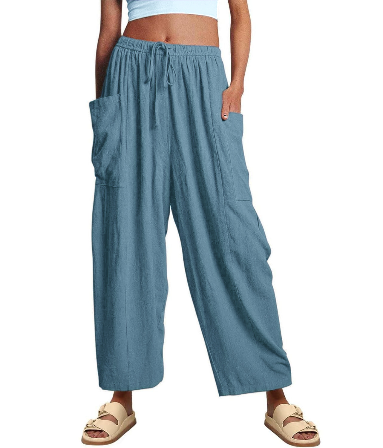 Women¡®s Casual Linen Blend Palazzo Pants