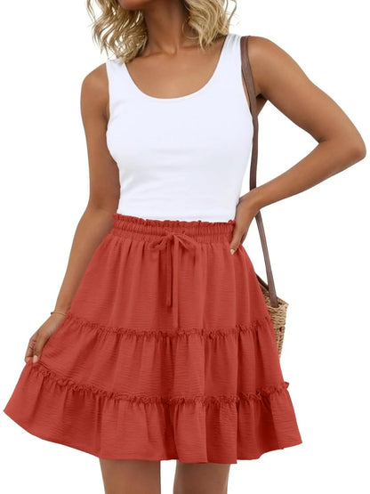 Women's Loose Fit Ruffle Tiered Skort