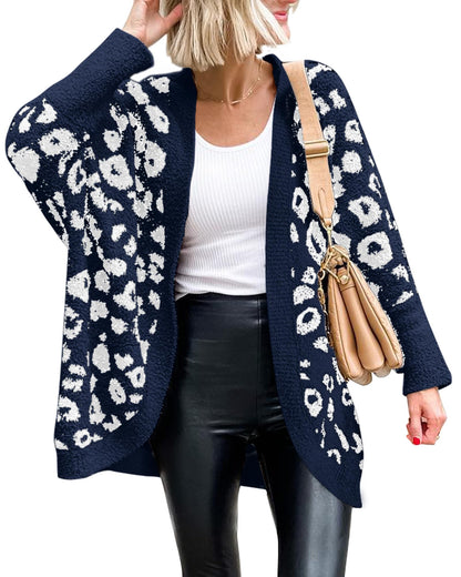 Women's Leopard Print Long Sleeve Cardigan Jacket