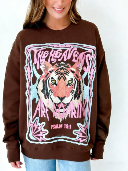 Women's Vintage Tiger Oversized Graphic Sweatshirt